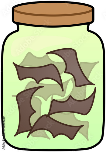 Jar Bat Wings Glass Cute Cartoon Illustration
