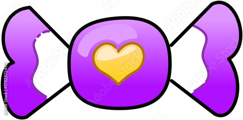 Purple Heart Candy Halloween Cute Cartoon Illustration