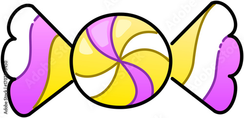 Purple Swirl Wrapped Candy Halloween Cute Cartoon Illustration