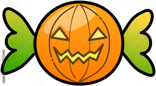 Jack-O-Lantern Wrapped Candy Halloween Cute Cartoon Illustration