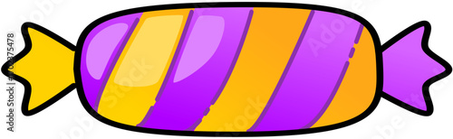 Wrapped Striped Candy Purple Orange Halloween Cute Cartoon Illustration