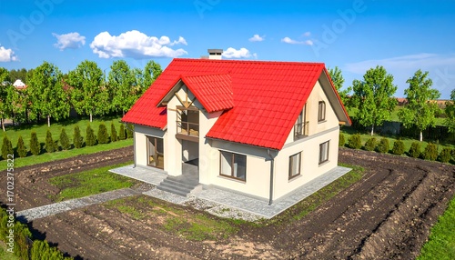 Wallpaper Mural Modern house aerial view, sunny day Torontodigital.ca