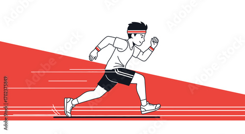 Energetic Runner in Action: Illustrative Depiction of Speed and Pursuit in Motion