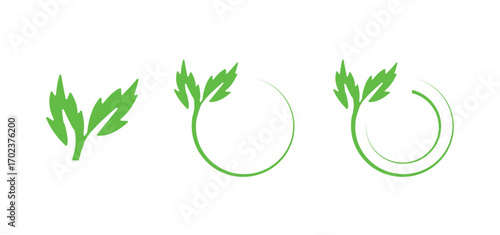 Eco nature circle icon set. leaf, water, plant, globe symbol. eco nature circle for environmental, sustainable, organic, and nature-related branding or design project.
