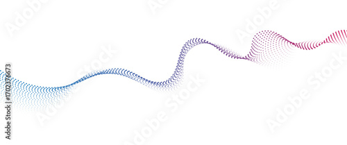 Flowing Dot Wave halftone gradient pattern on transparent background	