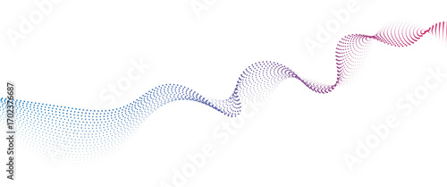 Flowing Dot Wave halftone gradient pattern on transparent background	