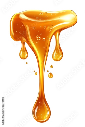 Captivating Golden Liquid Dripping and Flowing Downwards, Exhibiting a Rich, Viscous Texture Perfect for Sweet Culinary Designs
