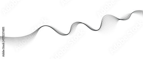Flowing Dot Wave halftone gradient pattern on transparent background	