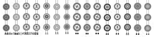 Traditional Bengali Chandmala collection; a vector set of decorative hanging ornaments with auspicious symbols for Durga Puja and Indian festival decoration