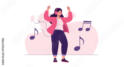 Enthusiastic Person Listening To Melodies Via Headphones Dancing With Joyful Spirit