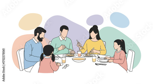 Family Gathering Enjoying A Healthy Meal Together And Sharing Quality Moments at The Table