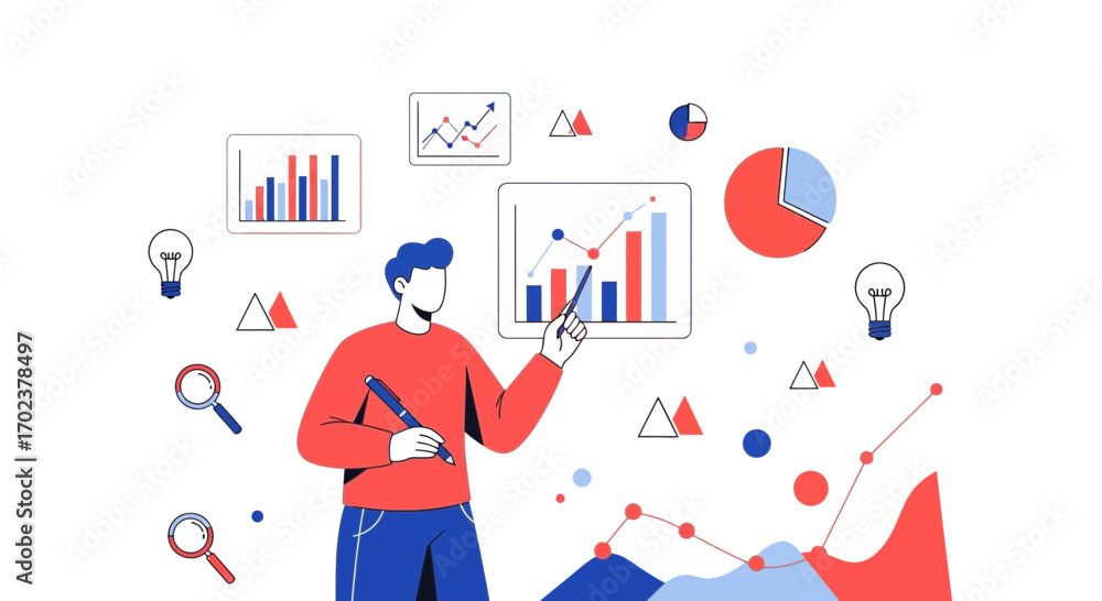 Fototapeta premium Illustrative Presentation Of Data Analysis and Infographics Business Visualization Concept