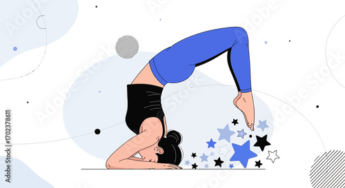 Illustrative Yoga Pose Depicting Strength, Flexibility, and Mindfulness In Vibrant Style