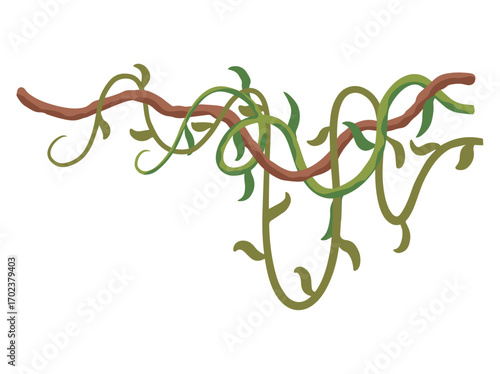 Cartoon Jungle Vine Plant or Liana Branch Vines
