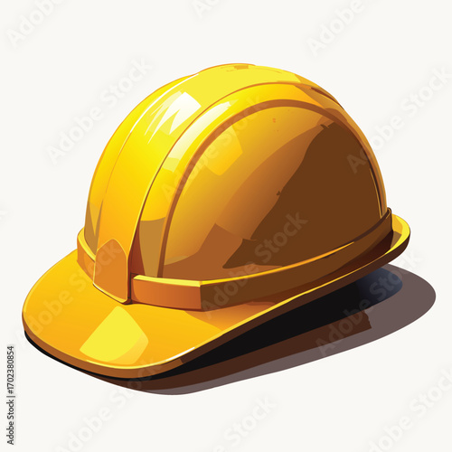 Bright yellow hard hat safety equipment for construction workers