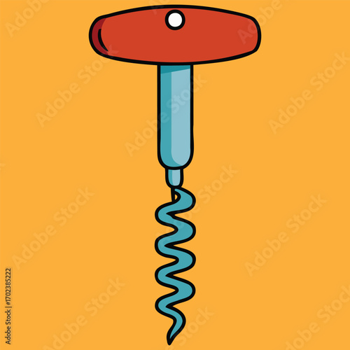 Classic Wine Corkscrew Illustration