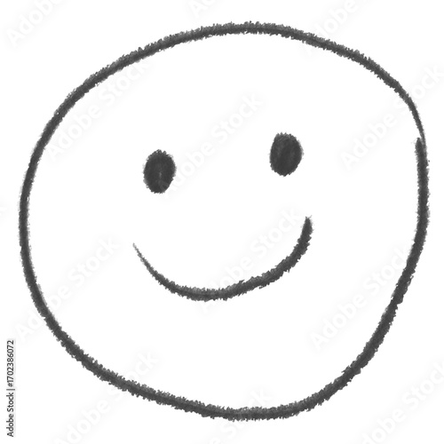 Hand-drawn smile happy face shape with no background, drawn smile face icon