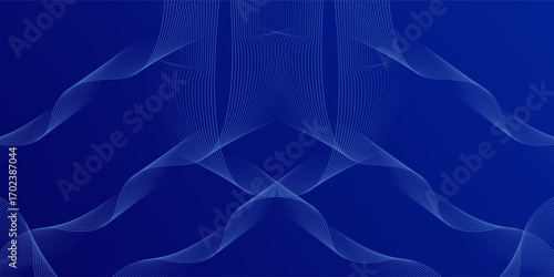 Abstract glowing wave lines on dark blue background. Dynamic wave pattern. Modern flowing wavy lines. Futuristic technology concept. Suit for banner, poster, cover, brochure, flyer, website