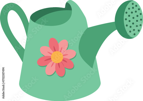 watering can with flowers