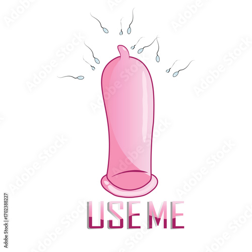 Vector illustration Condom Art holding a heart