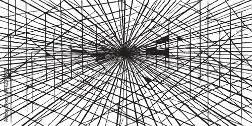 Abstract pattern of broken glass and a spider web on a black background
