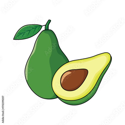 avocado cartoon design. healthy fresh fruit.