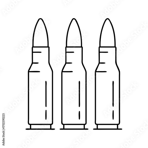 Line hand  drawing of three bullets 