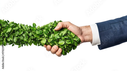 Eco-friendly partnership shaking on a deal for sustainability and green innovation