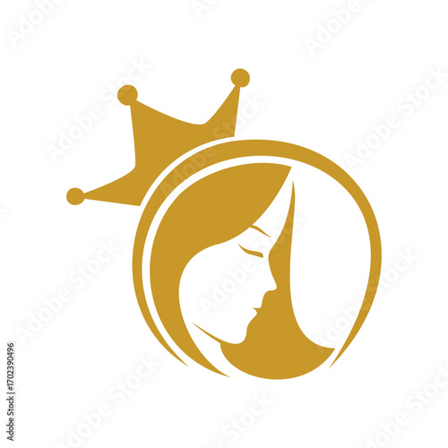queen silhouette symbol design. woman with crown illustration.