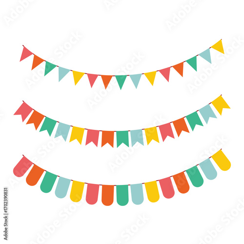 set of colorful party bunting design. festival decoration element.