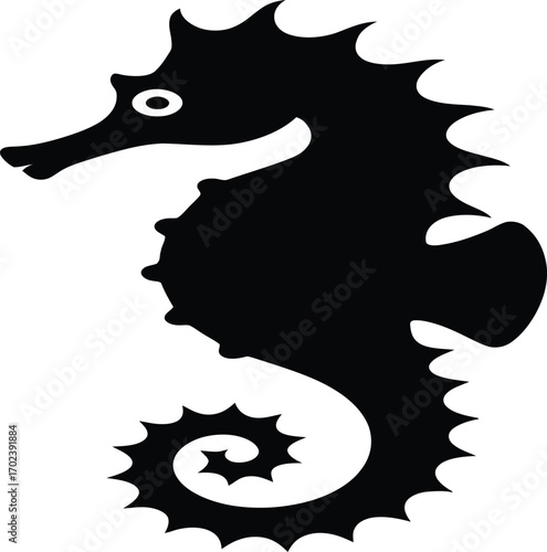 Stylized Seahorse Silhouette Vector for Ocean Life and Nautical Art Design