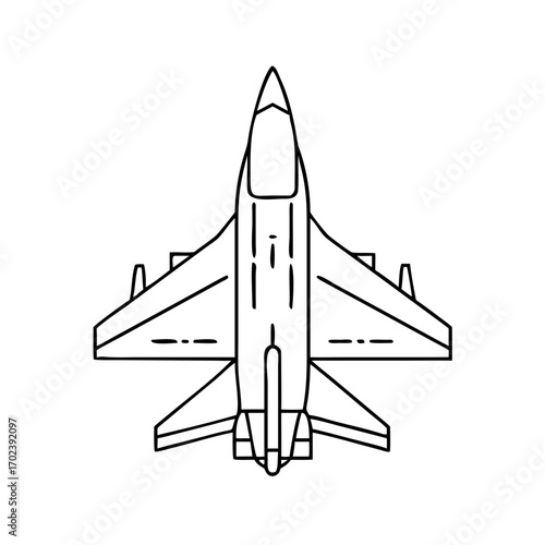 Modern Fighter Jet Aircraft Line Icon