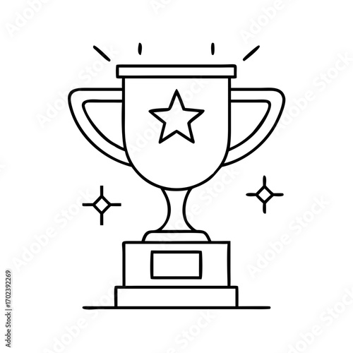 Simple outline illustration of a trophy with a star, representing success