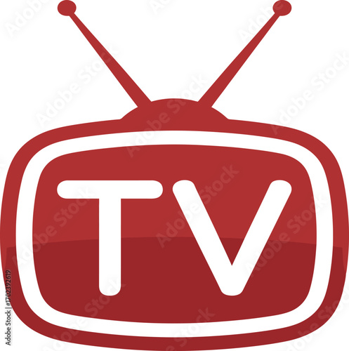 Red TV Icon Vector for Media, Broadcast and Entertainment Design