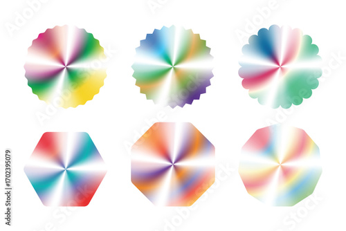 Holographic Geometric Shapes Vector Illustration Set