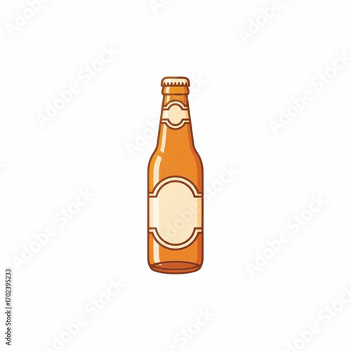 Simple amber-colored beer bottle illustration with a label, perfect for beverage concepts and designs