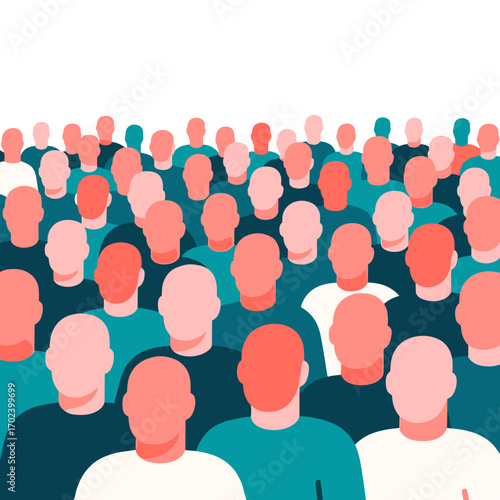 Diverse Crowd of People Illustration, Representing Community, Unity, and Social Connection