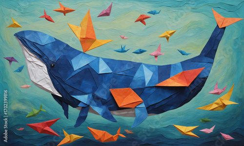 Colorful abstract texture background origami oil painted