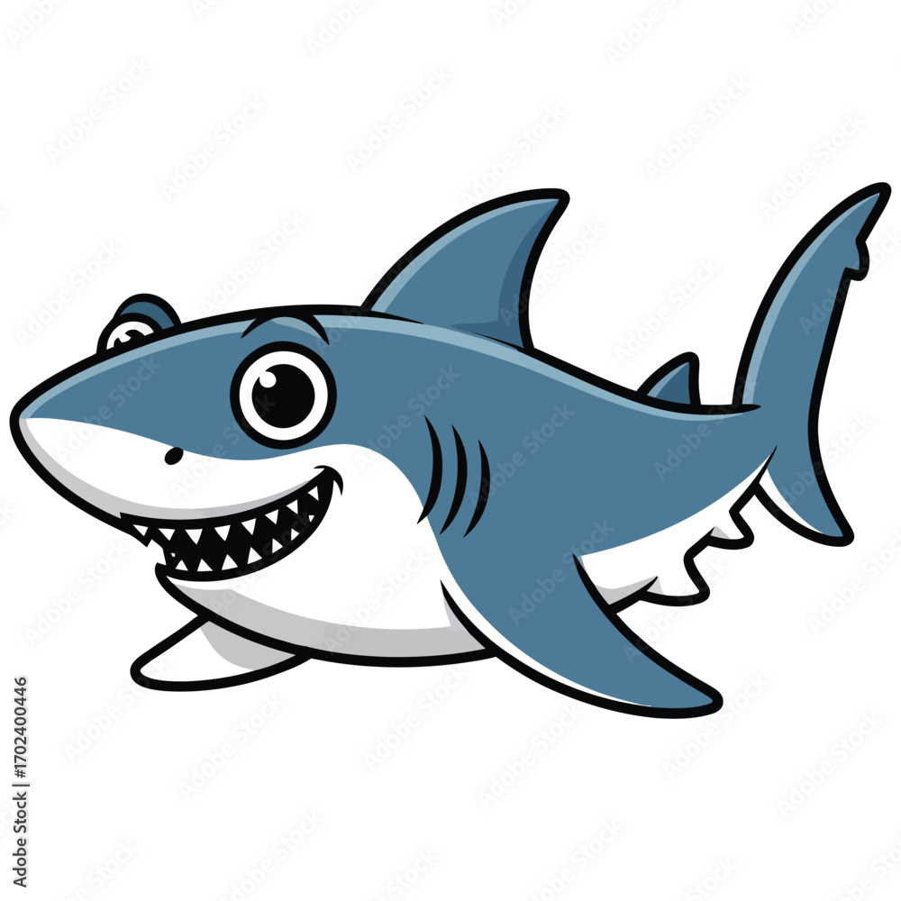 Fototapeta premium shark cartoon isolated on white