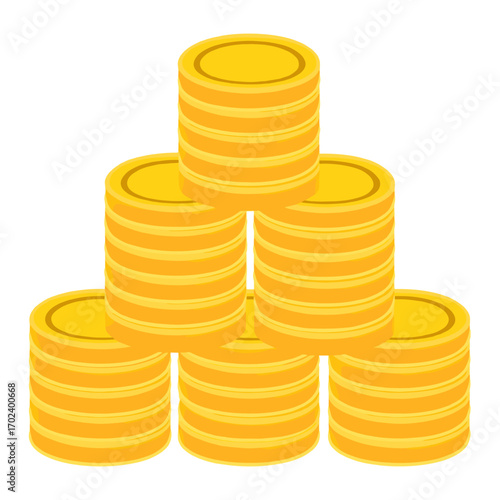 Stack of Golden Coins Illustration Representing Wealth, Savings, and Financial Growth