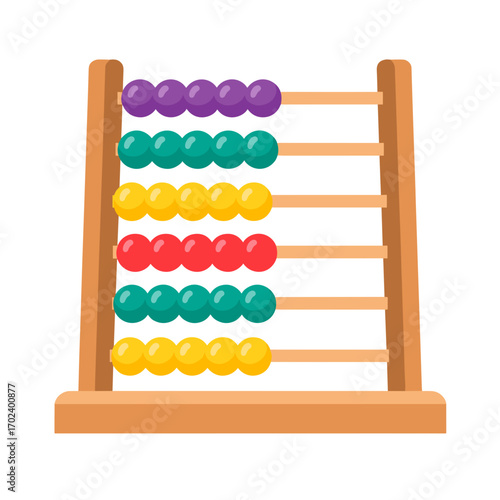 Colorful Abacus Illustration with Purple, Yellow, and Green Beads for Educational Purposes and Counting
