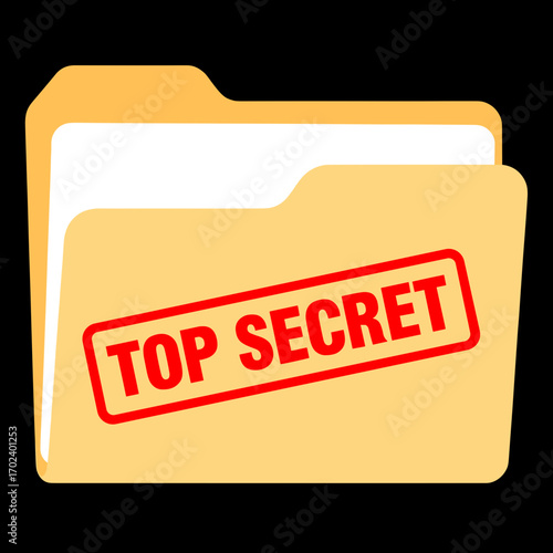 Top Secret Document Folder Illustration with Confidential Stamp for Business and Government Use