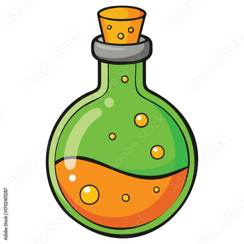Magic Green Potion Bottle Illustration