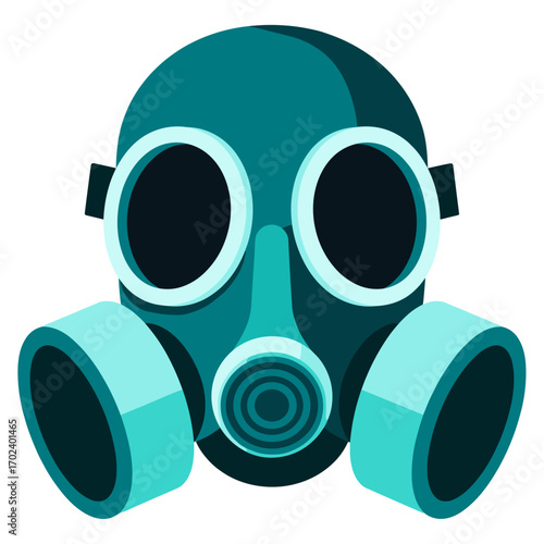 Illustration of a Teal Gas Mask with a Minimalist Design for Safety and Protection