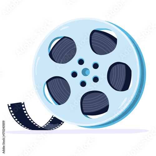 Film Reel Illustration: A Classic Symbol of Cinema and Movie Production, Vector Graphic