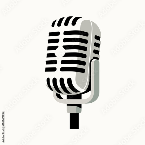 Vintage Microphone Illustration: A Classic Symbol for Voice Recording and Broadcasting