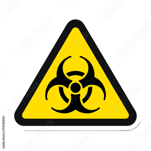 Biohazard Warning Sign on Yellow Triangle, Indicating Biological Risk and Hazardous Materials
