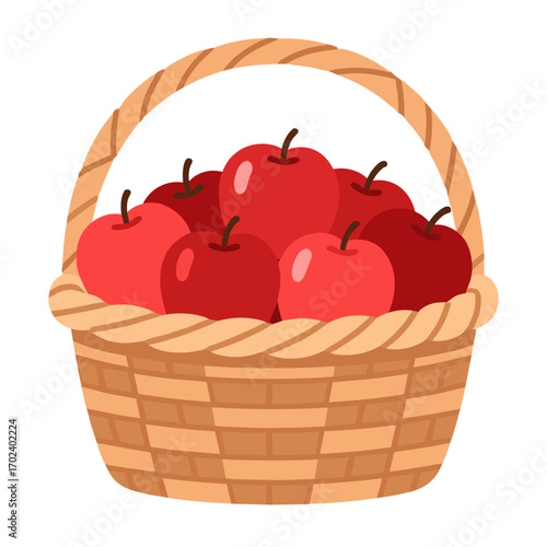 Basket Full of Fresh Red Apples Illustration: A Healthy and Delicious Harvest