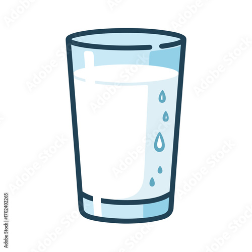 Illustration of a Glass of Milk with Droplets, a Refreshing and Nutritious Drink