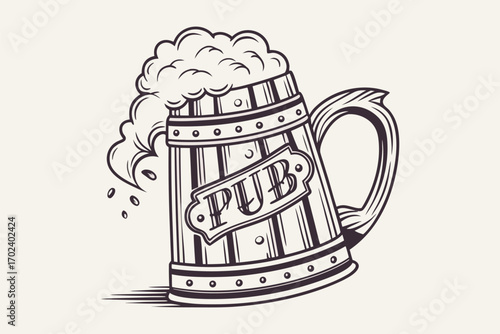 Elegant Oktoberfest composition with blackboard style, beer festival, beer party, beer mug,